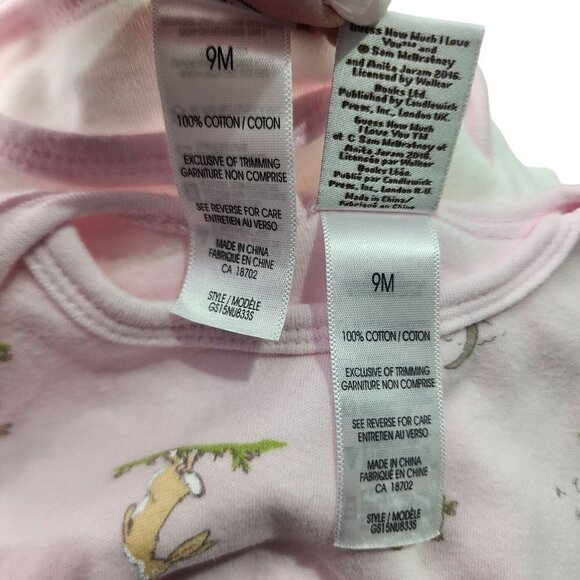 Bundle of 2 Bunny Theme Onesies 100% Cotton Guess How Much I Love You Baby 9 M - Picture 13 of 13